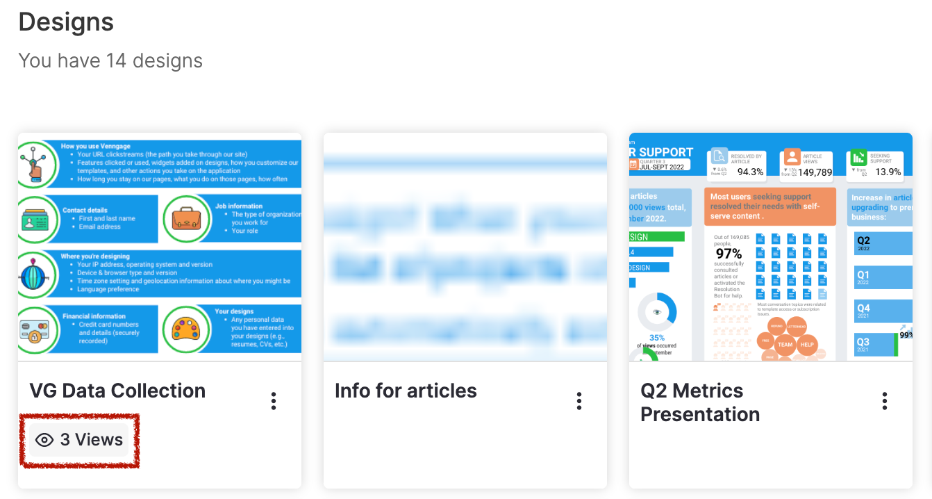 A close-up of three design thumbnails (preview tiles) on a user's 