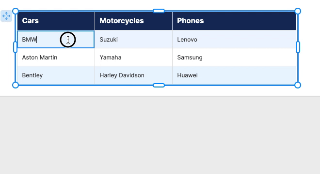  user selects the text in a cell in a Basic Table, as described above. They right-click to bring up a menu that displays the options listed below. The user clicks 
