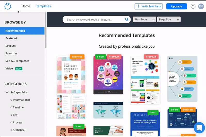 From the 'Templates' page, a user clicks 'Home' in the top navigation bar and is redirected to their 'My Designs' page, where two design preview tiles are visible.