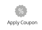 A close-up of the icon for the Apply Coupon field: a white percentage symbol in a light grey circle with a scalloped edge. The words 'Apply Coupon' appear underneath.