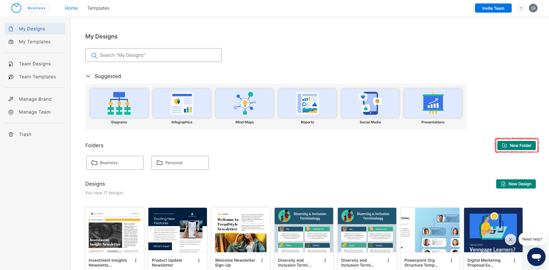 Adding Folders – Venngage Knowledge Base