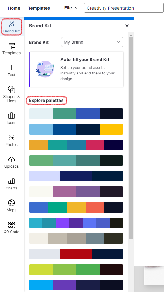 Apply different color palettes using Styles tool – Venngage Knowledge Base