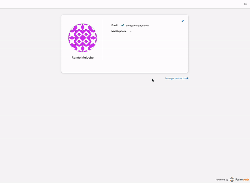 On the confirmation page for the Two-factor authentication page, a modal appears in the center top of the page, with sections for displaying the user's email account and any mobile phone associated with the user's account. At the bottom of the modal to the right side, a link appears to continue the process; it reads 'Manage two-factor'. The user clicks this link and is redirected to the next page, where the heading 'Two-factor authentication' appears. The text on this modal reads 'Two-factor authentication adds an additional layer of security to your account by requiring more than just a password to login. Configure one or more methods to utilize during the login'. Under this text, a table appears with three columns: Method, Value and Action. Under the 'Method' column is the text 'No methods have been configured'. A button underneath the table labelled 'Add two-factor'. The user clicks the Add two-factor button. The next page loads, with the heading 'Enable Two-factor'. On the page, several categories related to the user's account appear and options for enabling TFA. A drop-down at the top modal allows the user to select a method for authentication; the drop-down menu underneath it displays 'email'. Instructions on the page indicate that the user should click the button 'Send a one-time code' in order to enable two-factor authentication using their email address. The user clicks this button, and the notification 'A one-time user code was sent' appears at the top of the page. The user pastes a verification code into the text field at the bottom of the modal labelled 'Verification code'. The user then clicks the 'Enable' button at the botom of the modal.