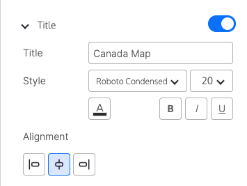 La sección 'Título' del panel Configuración con los controles descritos anteriormente.