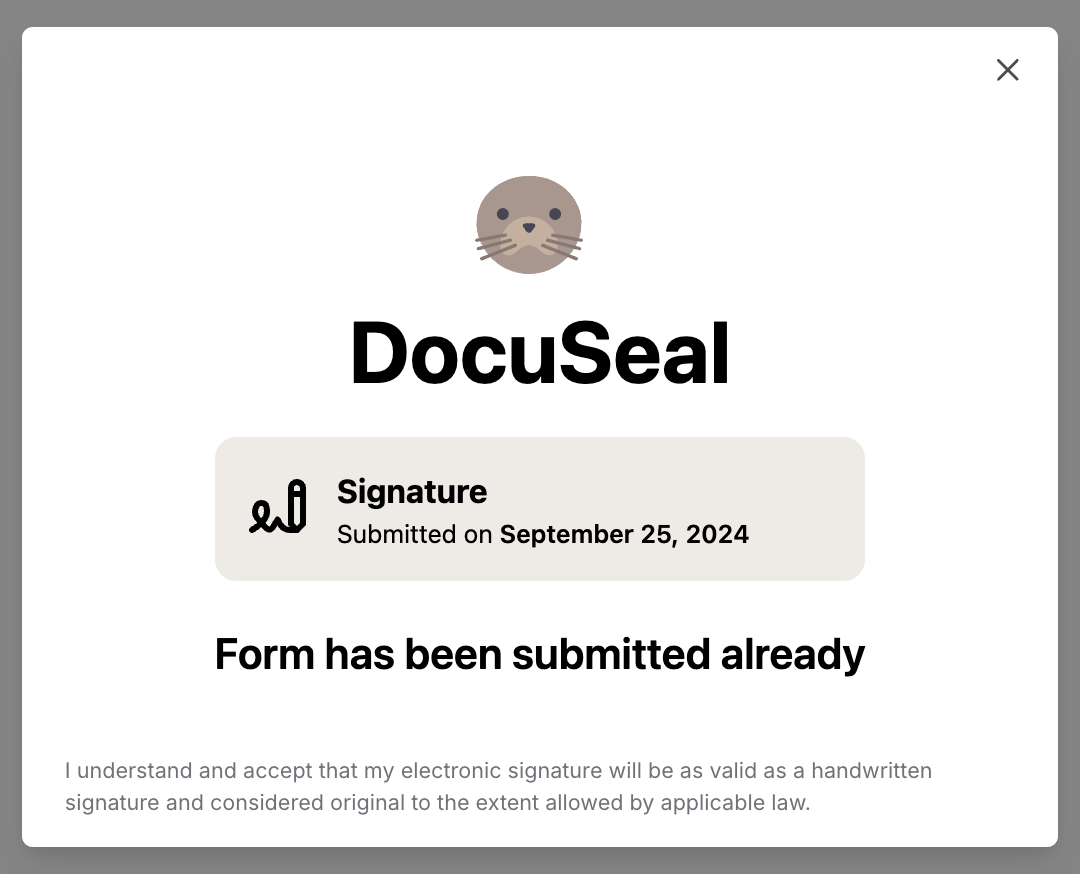Image on what information shows up when the signed signature is clicked
