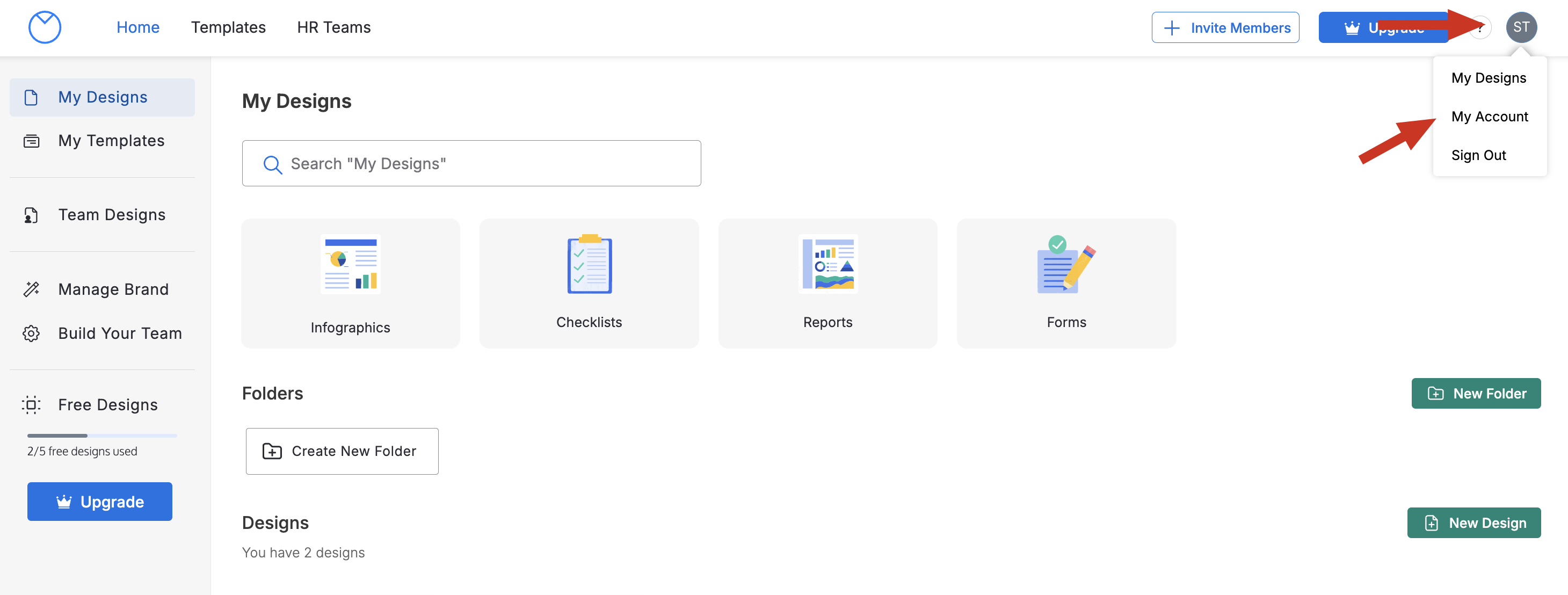 Image showing where the 'My Account' button is located