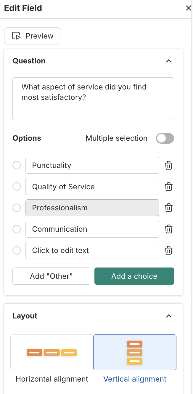 Image in the editor showing what the edit field modal looks like